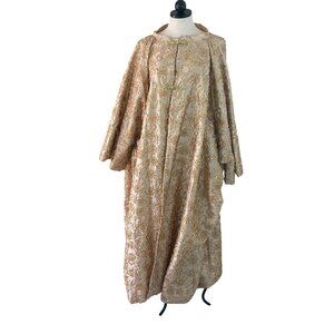 Vintage Womens Coat One Size Gold Custom Embroidered Sequin Caftan Evening